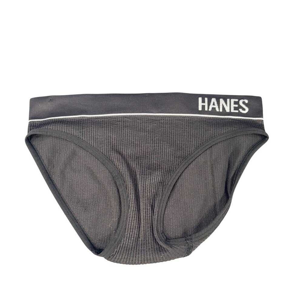 Hanes Womens Size Small Panty Bikini Ribbed Seamless Black New Without Tags